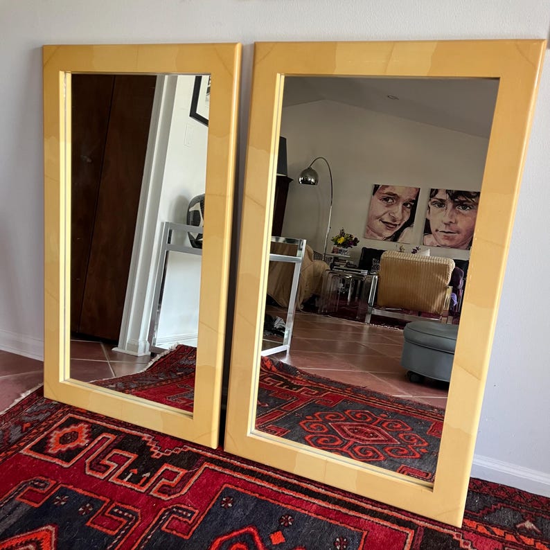 Faux Goatskin Lacquer Mirrors · Pair