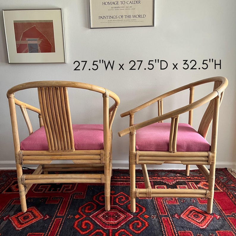 Ming Horseshoe Bamboo Chairs · Pair