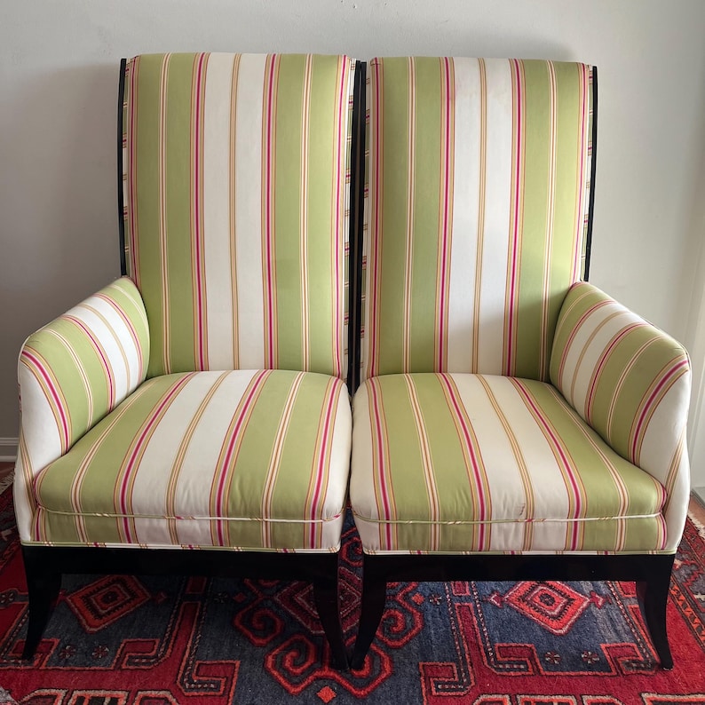 High-Back Lounge Chairs · Pair