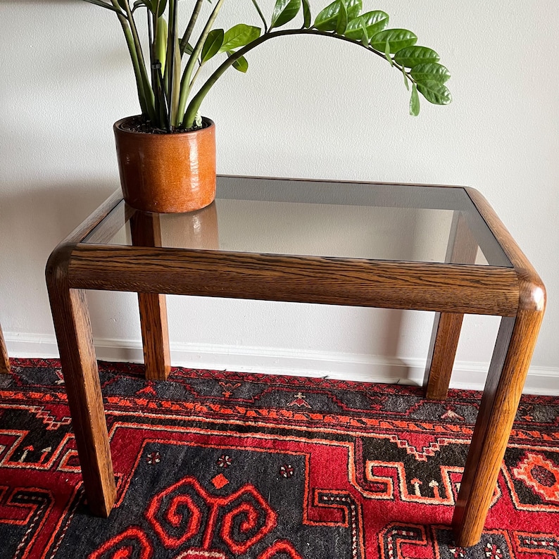 Oak & Glass Accent Table