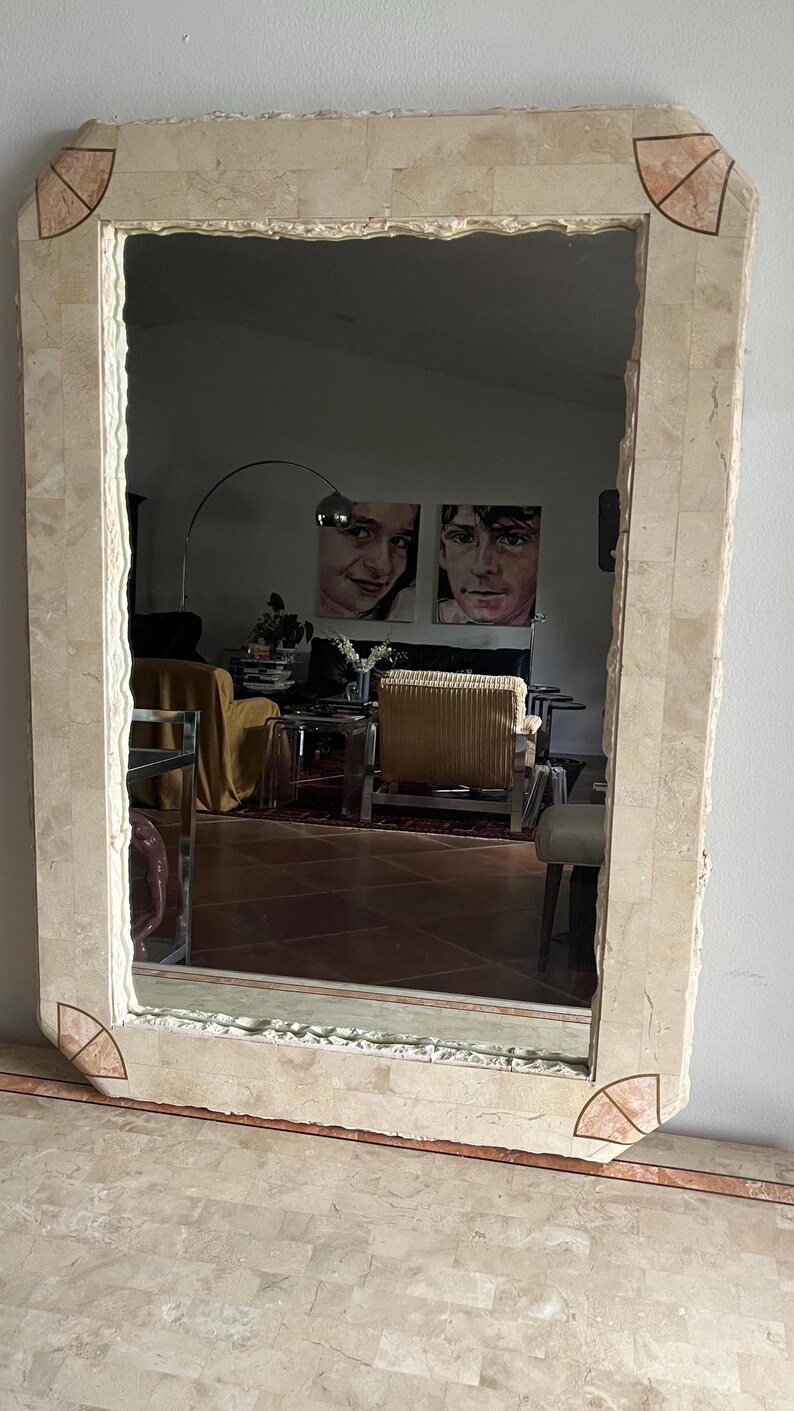 Stone Tile & Pink Marble Mirror