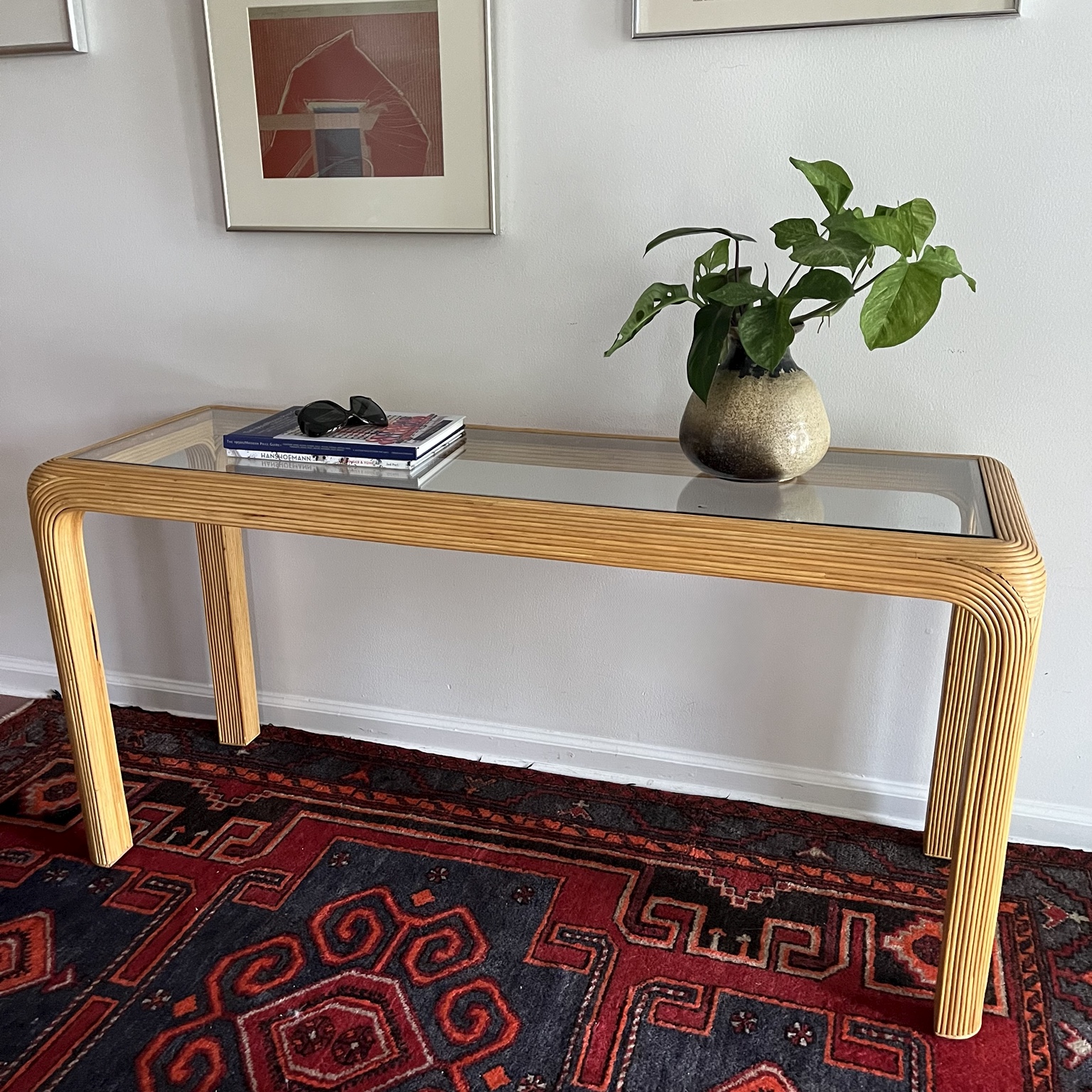 Pencil Reed & Glass Console Table